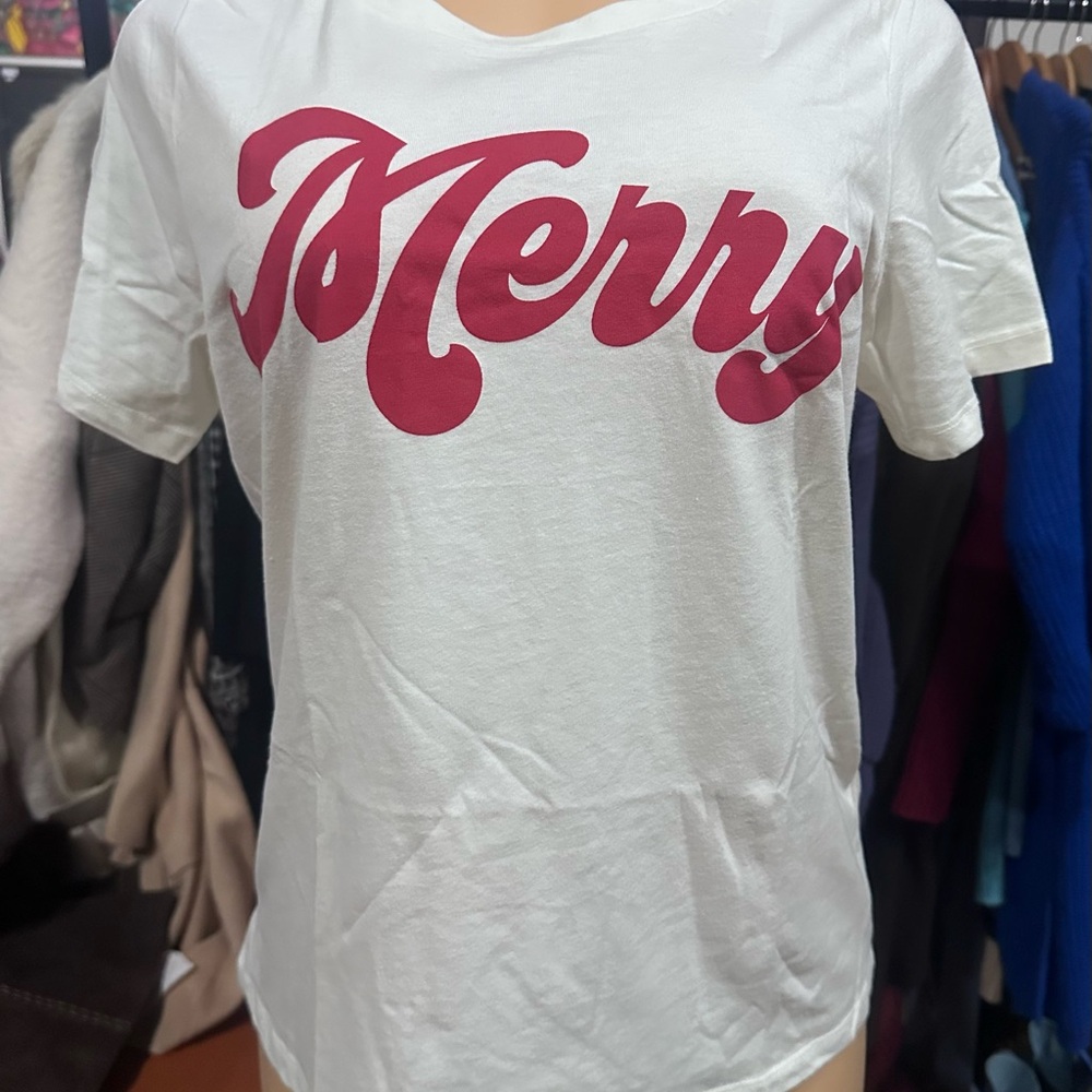 Grayson Threads White and Red 'Merry' Short Sleeve Tee